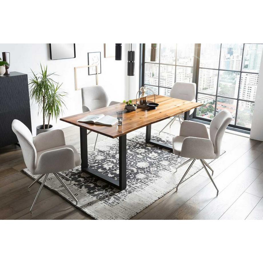 mutoni Chaise à accoudoirs avec fonction pivotante gris clair  