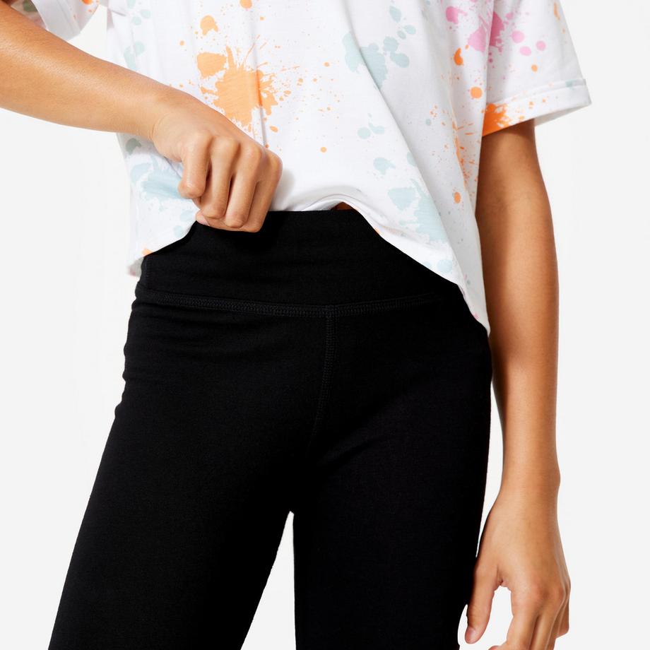 DOMYOS  Leggings Mädchen Modern Dance hoher Bund Baumwolle 