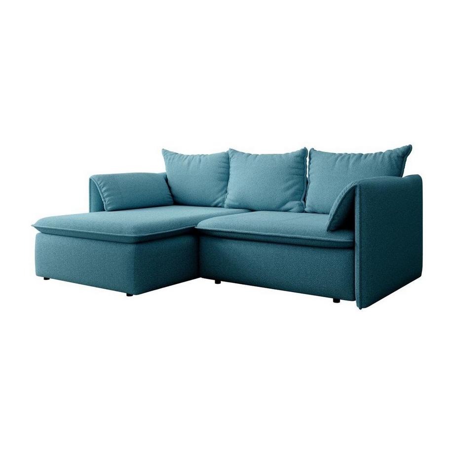 Vente-unique Canapé d'angle gauche convertible en tissu texturé bleu TEODORA  