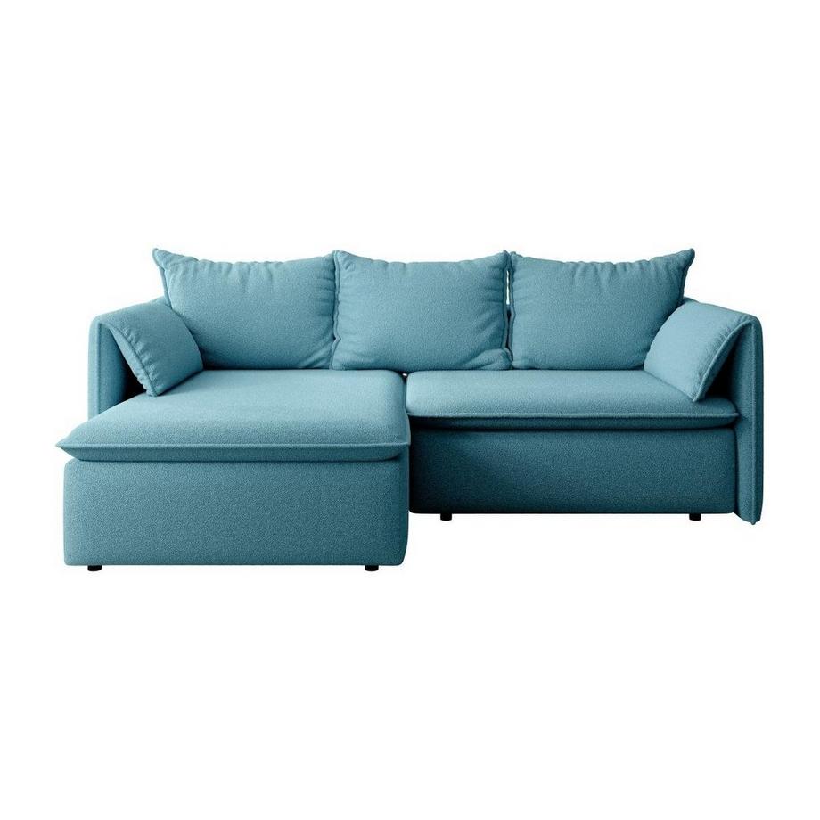 Vente-unique Canapé d'angle gauche convertible en tissu texturé bleu TEODORA  