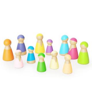 Activity-board  Figurines en bois arc-en-ciel : jouets Waldorf pour enfants à partir de 2 3 4 ans, jouets en bois pour enfants, cadeau d'anniversaire pour enfants, ensemble de jouets en bois avec 12 poupées en bois colorées 