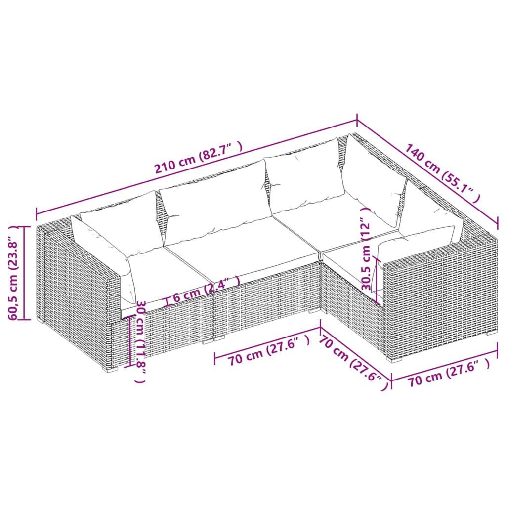 VidaXL set lounge giardino Polirattan  