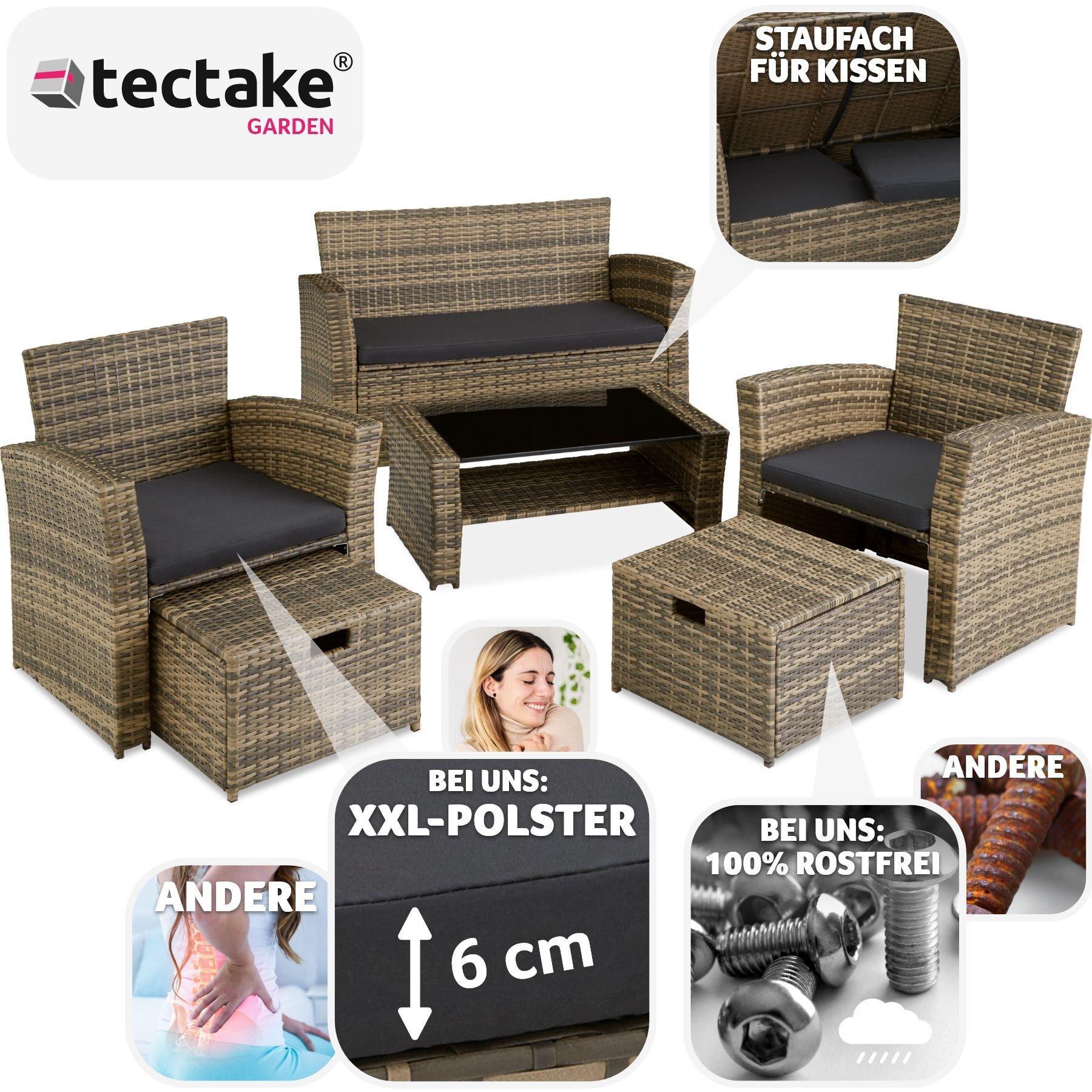 Tectake Salottino in rattan Modena 3 + 2 + 1, Involucro protettivo incluso  