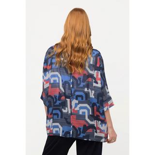 Ulla Popken  Giacca di chiffon dal taglio oversize con stampa grafica e maniche a 3/4 