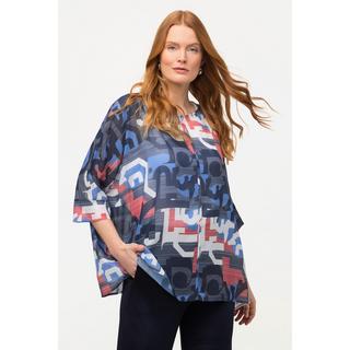 Ulla Popken  Giacca di chiffon dal taglio oversize con stampa grafica e maniche a 3/4 