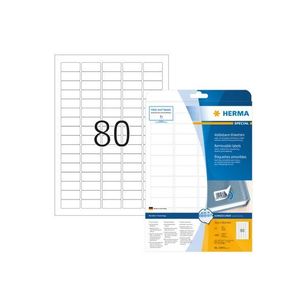 HERMA – Etikett. Movables 35,6×16,9mm 10003 weiss,non-perm. 2000St./25Bl., One Size