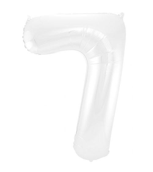 Unique  Ballon Aluminium Blanc Chiffre 7 