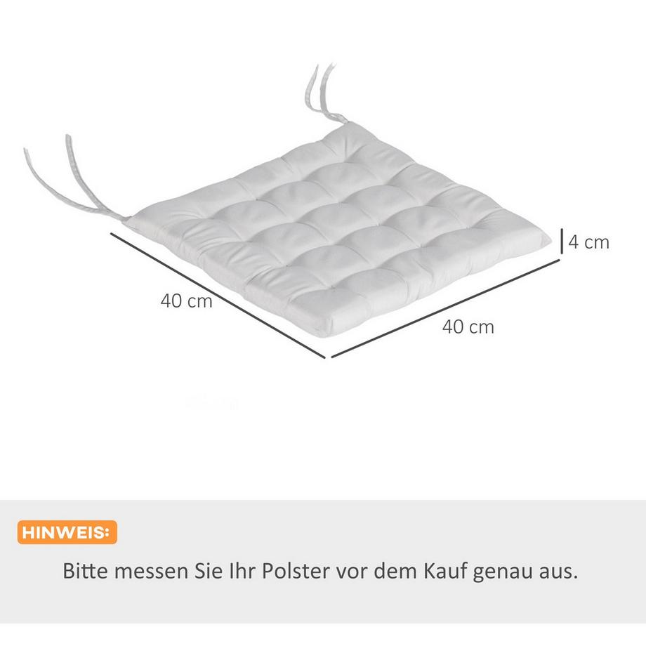 Northio  6Er-Set Sitzkissen Stuhlkissen Mit Bändern Sitzauflage Polsterkissen Für Indoor, Outdoor, Hellgrau, 40 X 40 X 4 Cm 