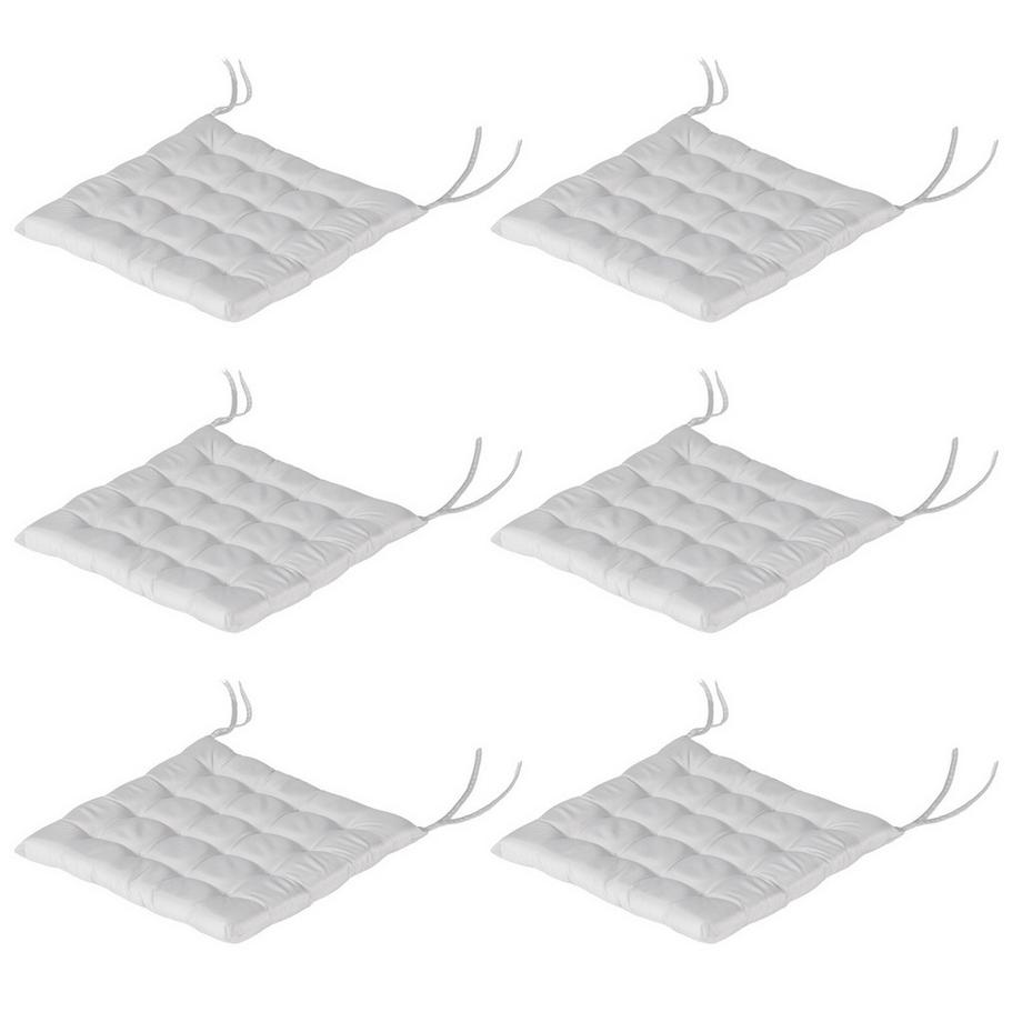 Northio  6Er-Set Sitzkissen Stuhlkissen Mit Bändern Sitzauflage Polsterkissen Für Indoor, Outdoor, Hellgrau, 40 X 40 X 4 Cm 