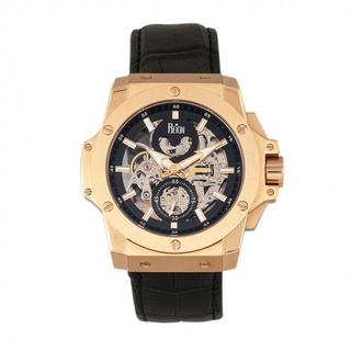 Reign  Montre Reign Commodus Automatique Squelette avec Bracelet en Cuir 