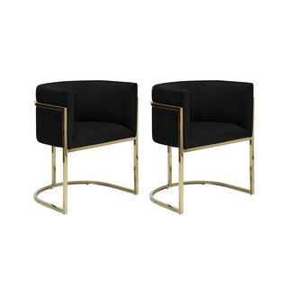 PASCAL MORABITO Lot de 2 chaises avec accoudoirs PERIA Velours acier inoxydable  