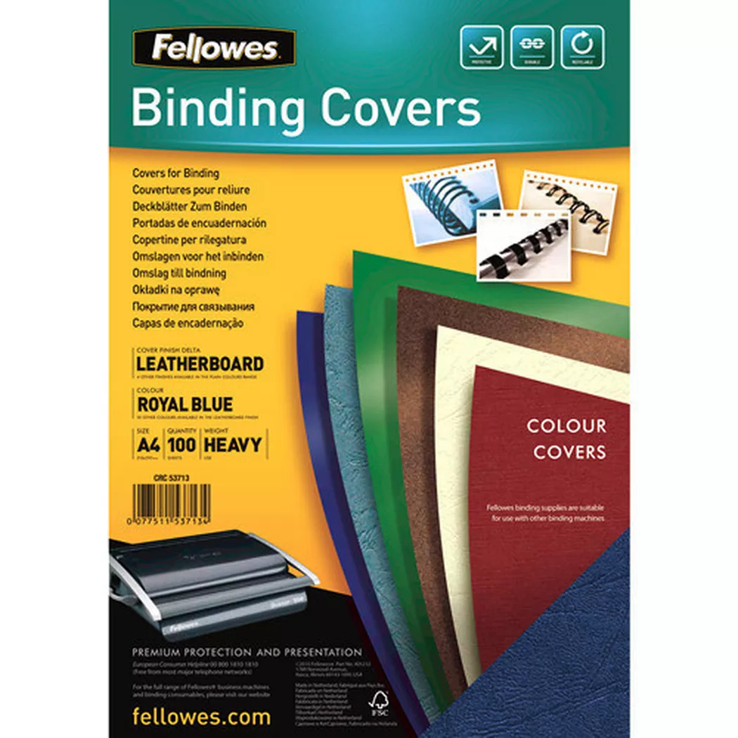 Fellowes -  Lederstruktur Cover A4 5371305 blau 100 Stück, Bleu