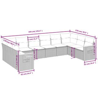 VidaXL Ensemble de canapés de jardin rotin synthétique  