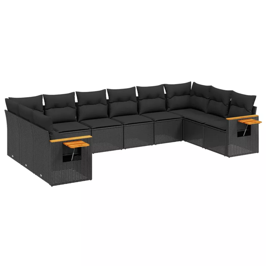 VidaXL - Garten sofagarnitur poly-rattan, One Size, Schwarz