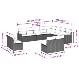 VidaXL Ensemble de canapés de jardin rotin synthétique  