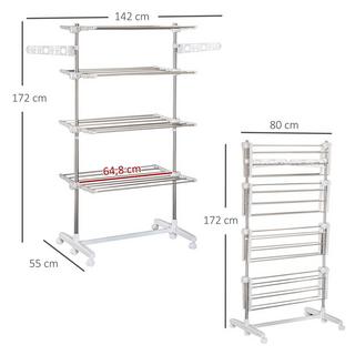 HOMCOM  Étendoir, ABS, acier, blanc 