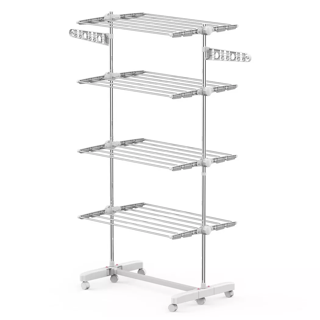 Northio - Stendibiancheria Mobile Asciugatrice A Torre Ali Laterali Pieghevoli A 3 O 4 Livelli (4 Livelli), One Size, Blanco
