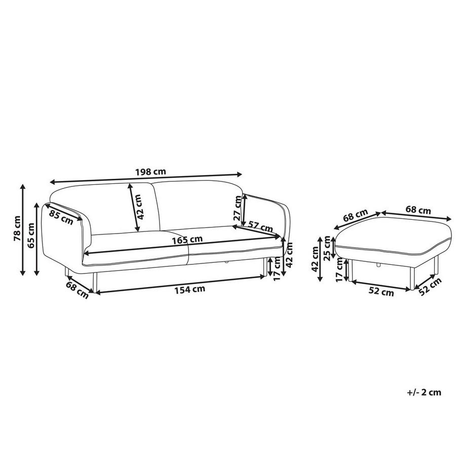 Beliani Canapé avec pouf en Bouclé Glamour TONSBERG  