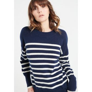 LILLY 24 Pullover Rundhalsausschnitt mit Streifen - 100% Kaschmir