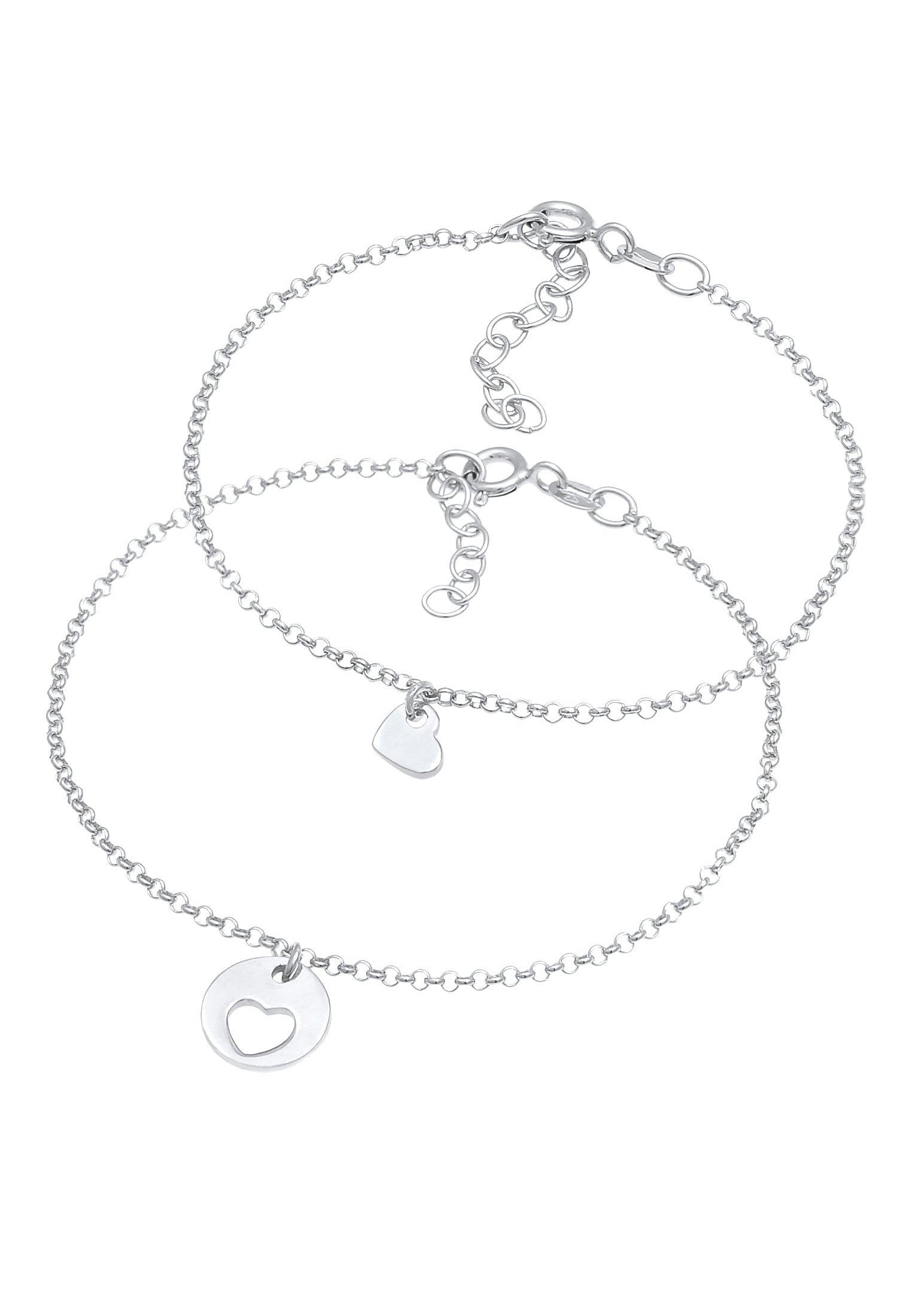 Elli  Bracelet Femmes Mère Fille Set Cœur Plaquette Cut 