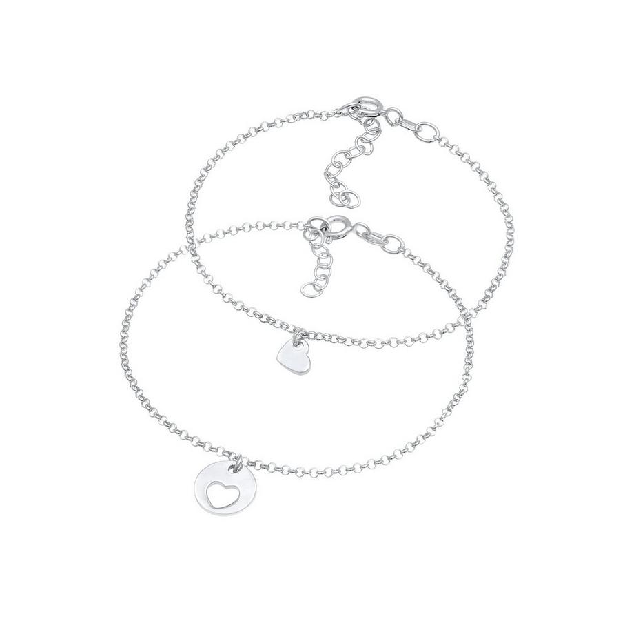 Elli  Armband Herz Mutter Tochter Plättchen Cut Ou 
