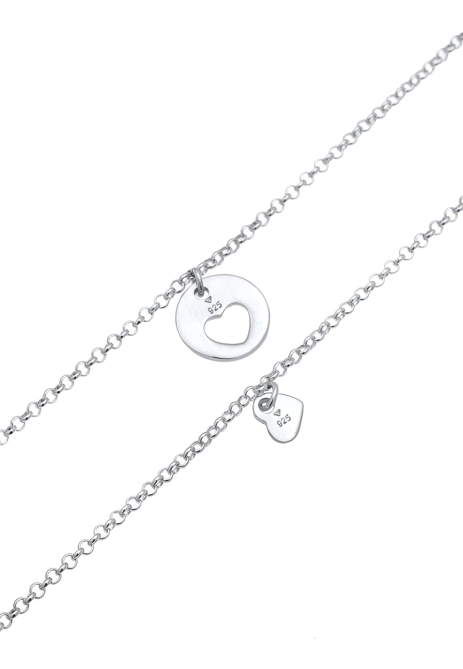 Elli  Armband Herz Mutter Tochter Plättchen Cut Ou 