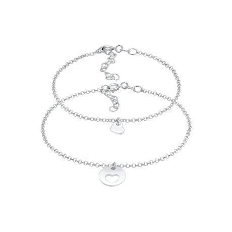 Elli  Bracelet Femmes Mère Fille Set Cœur Plaquette Cut 