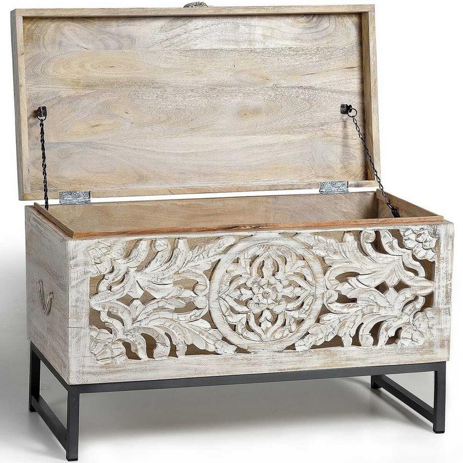 mutoni Truhe Mykonos Mango vintage weiss 80x40  