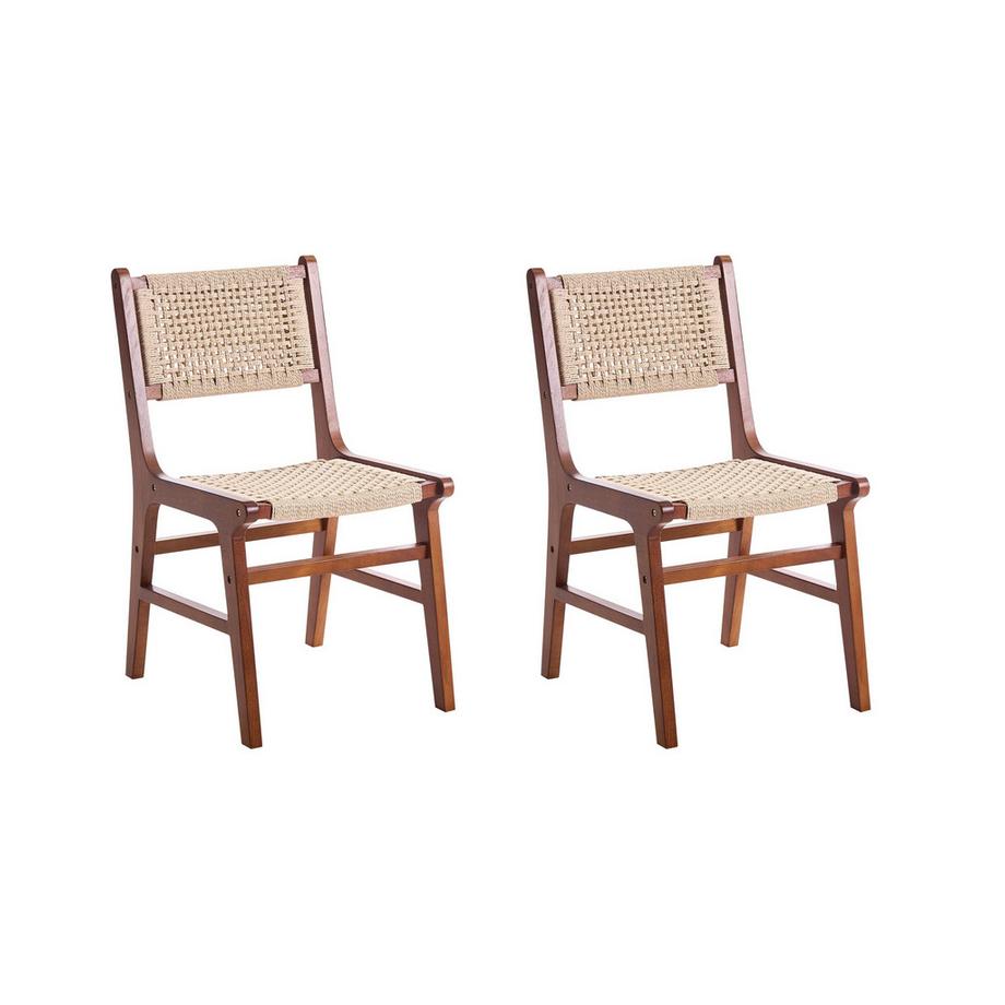 Esszimmerstuhl 2er Set aus Gummibaumholz Rustikal OZELLA