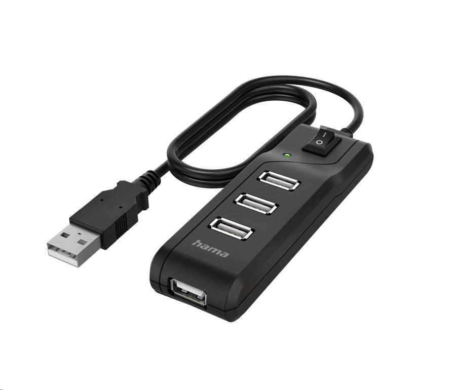 hama  USB-Hub, 4 Ports, Ein-/Ausschalter 