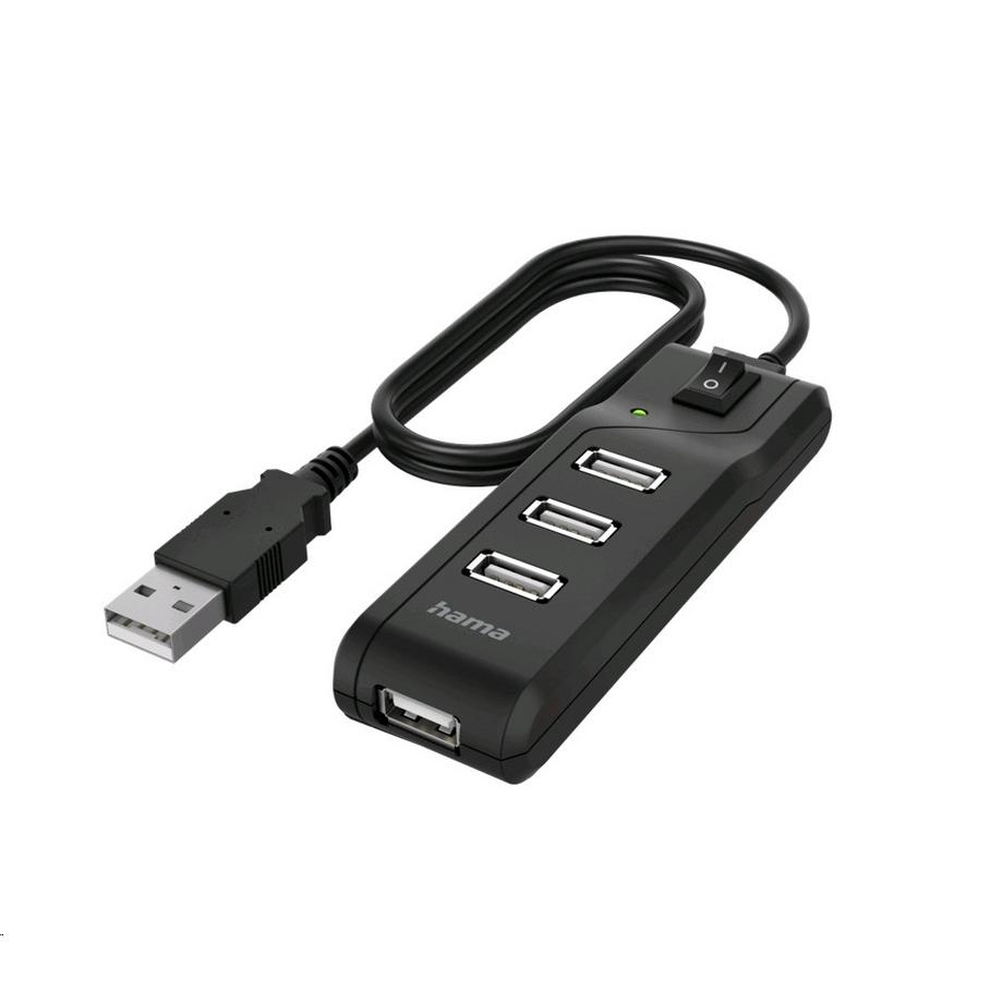 hama  USB-Hub, 4 Ports, Ein-/Ausschalter 
