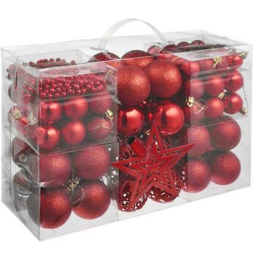 Lot de 86 boules de Noël rouges