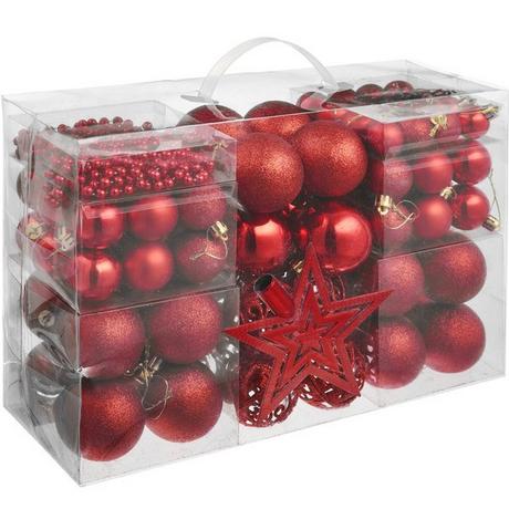 Tectake Lot de 86 boules de Noël rouges  