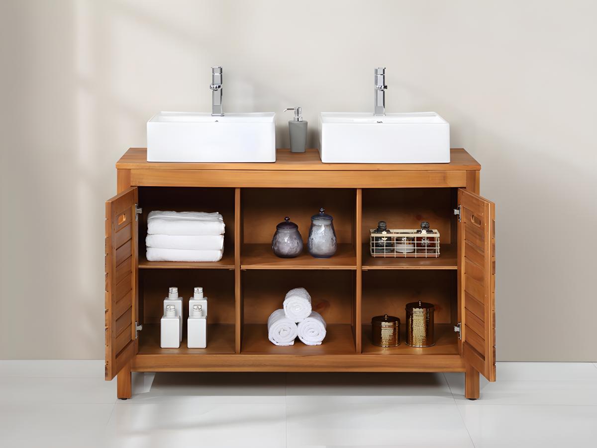 Vente-unique Mobile bagno con lavabo semplice 1 in Legno d'acacia PULUKAN  