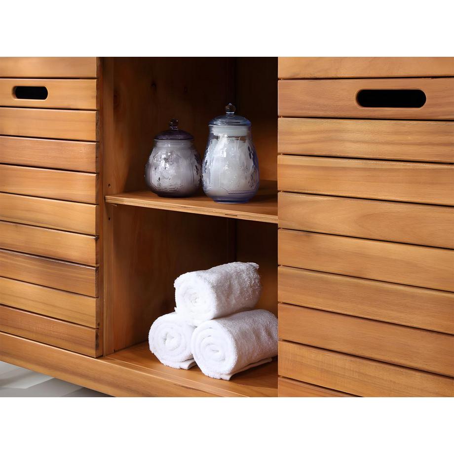 Vente-unique Waschbeckenunterschrank mit Einzelwaschbecken Akazienholz 1PULUKAN  