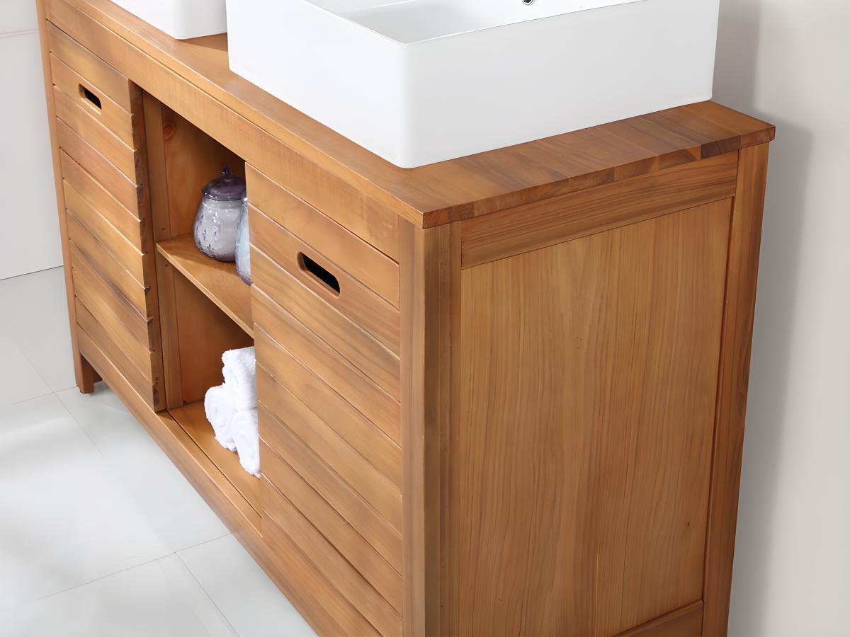 Vente-unique Mobile bagno con lavabo semplice 1 in Legno d'acacia PULUKAN  