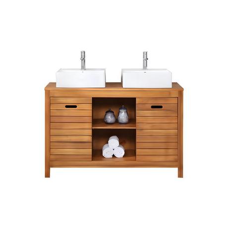 Vente-unique Mobile bagno con lavabo semplice 1 in Legno d'acacia PULUKAN  