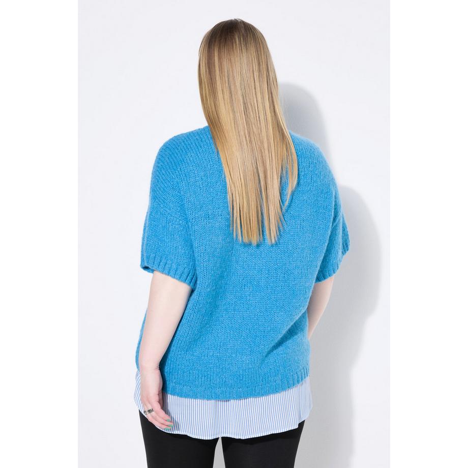 Studio Untold Oversize Fancy-Strick Halbarm Pullover  