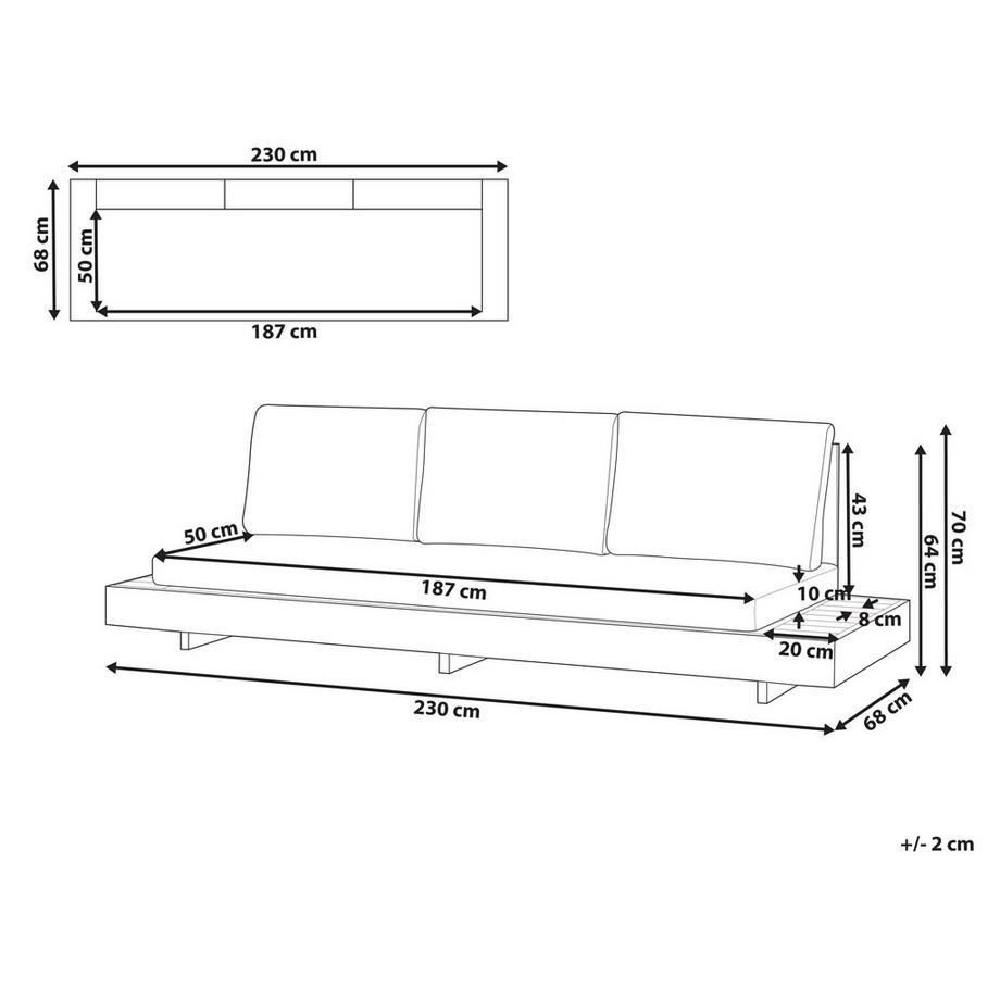 Beliani Divano 3 posti en Legno d'acacia certificato  MARETTIMO  