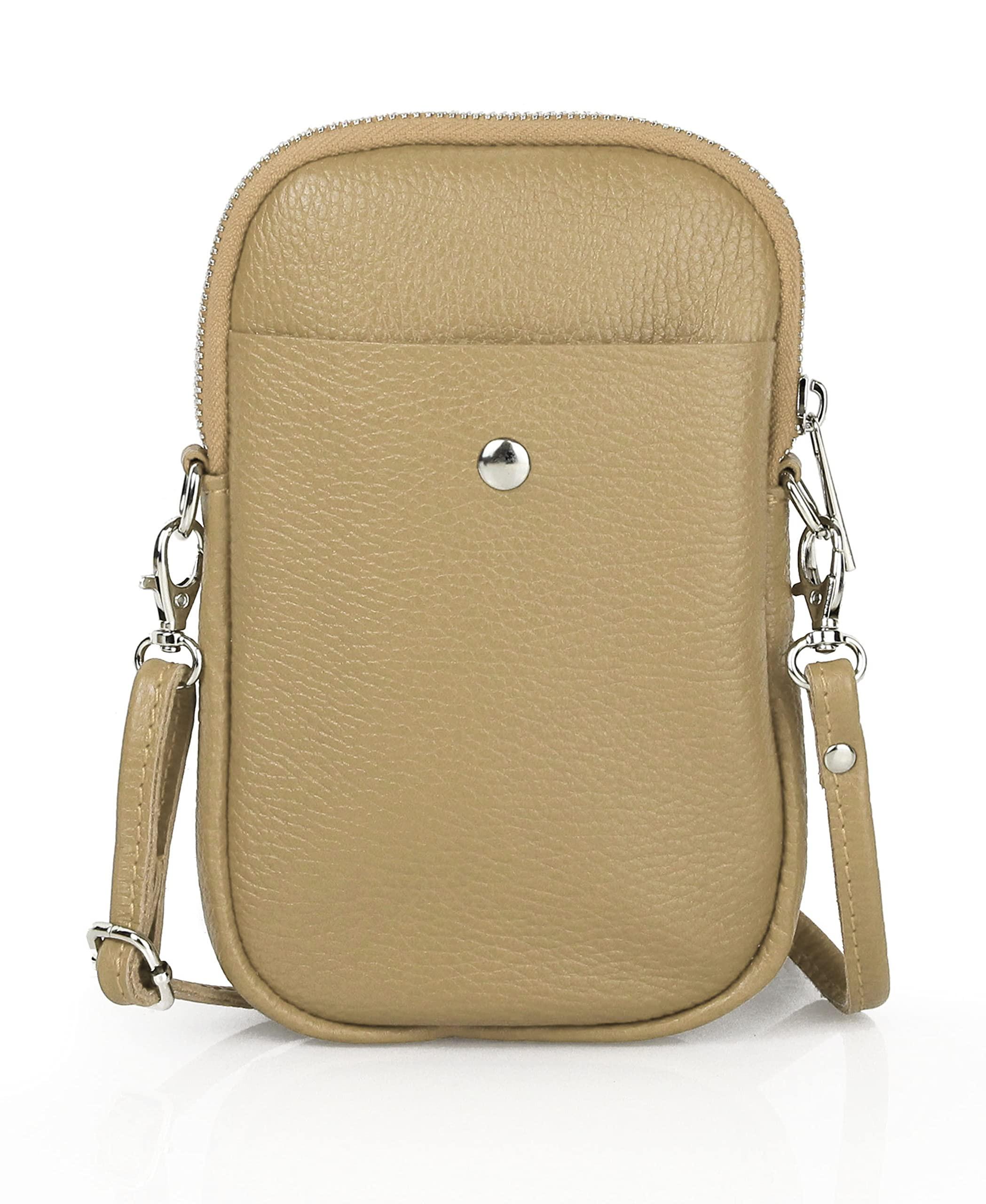 Only-bags.store Kleine Leder-Umhängetasche, Handtasche Handy echtes Leder, Crossbody-Umhängetasche Kleine Leder-Umhängetasche, Handtasche Handy echtes Leder, Crossbody-Umhängetasche 