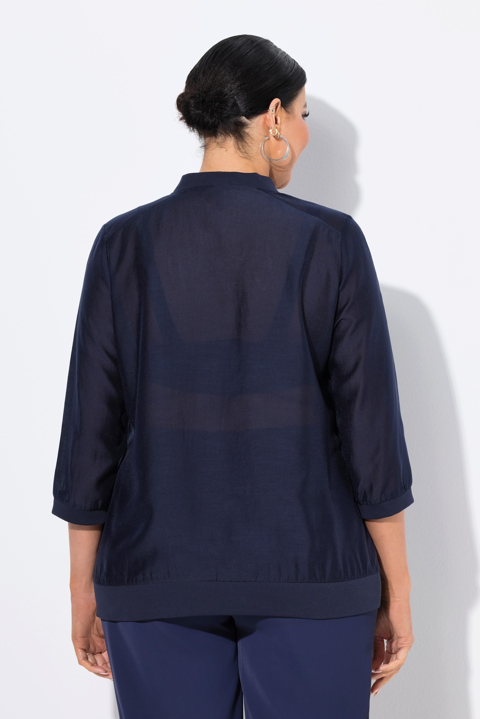 Ulla Popken Blusotto leggermente velato scollo a V maniche 3/4  