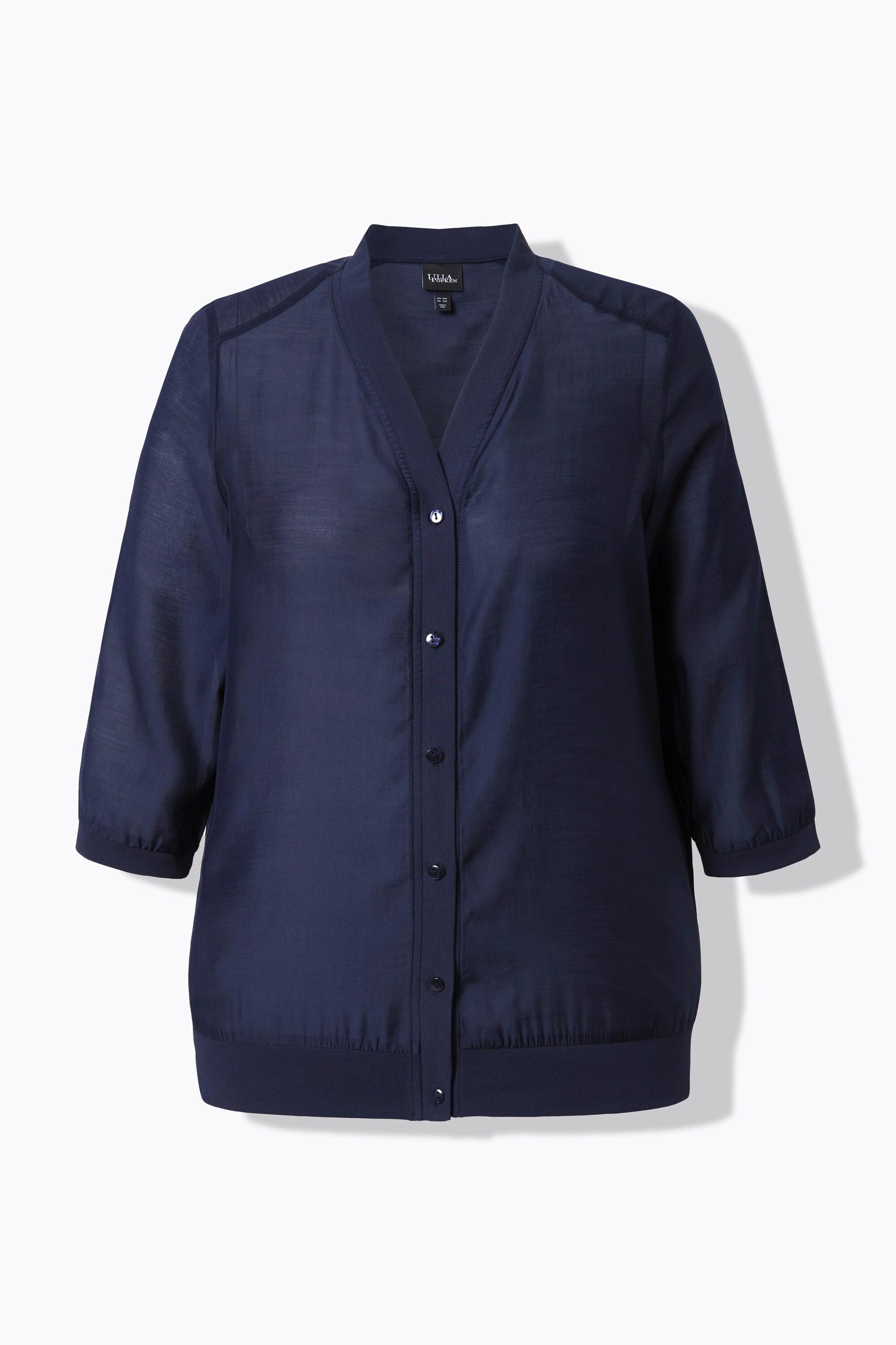 Ulla Popken Blusotto leggermente velato scollo a V maniche 3/4  