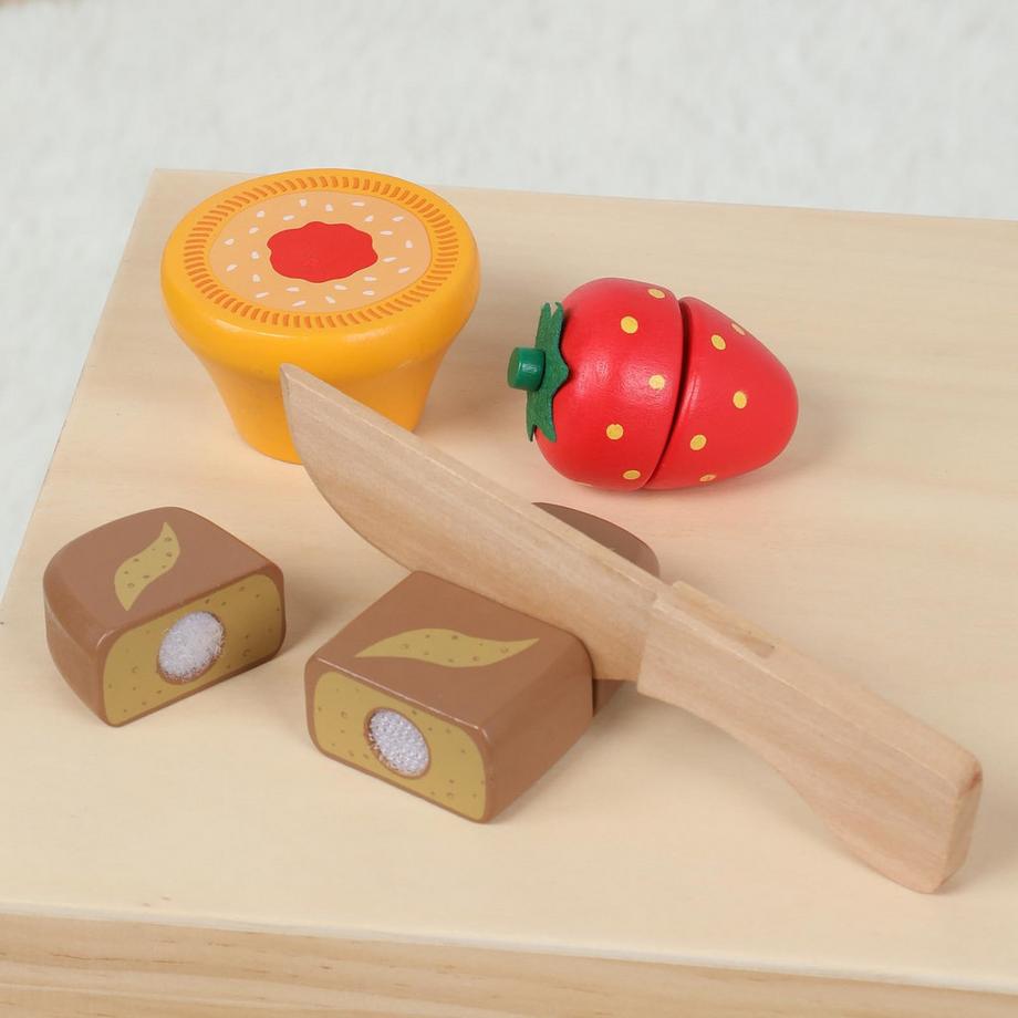 Activity-board  Frühstücksset aus Holz zum Schneiden von Lebensmitteln, Kinderküchenladen 