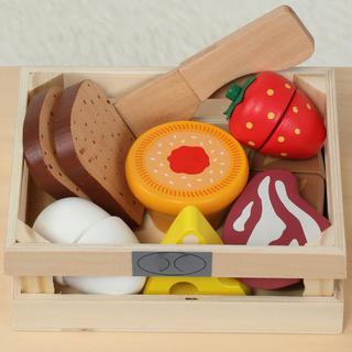 Activity-board  Set de petit-déjeuner en bois pour couper les aliments, magasin de cuisine pour enfants 