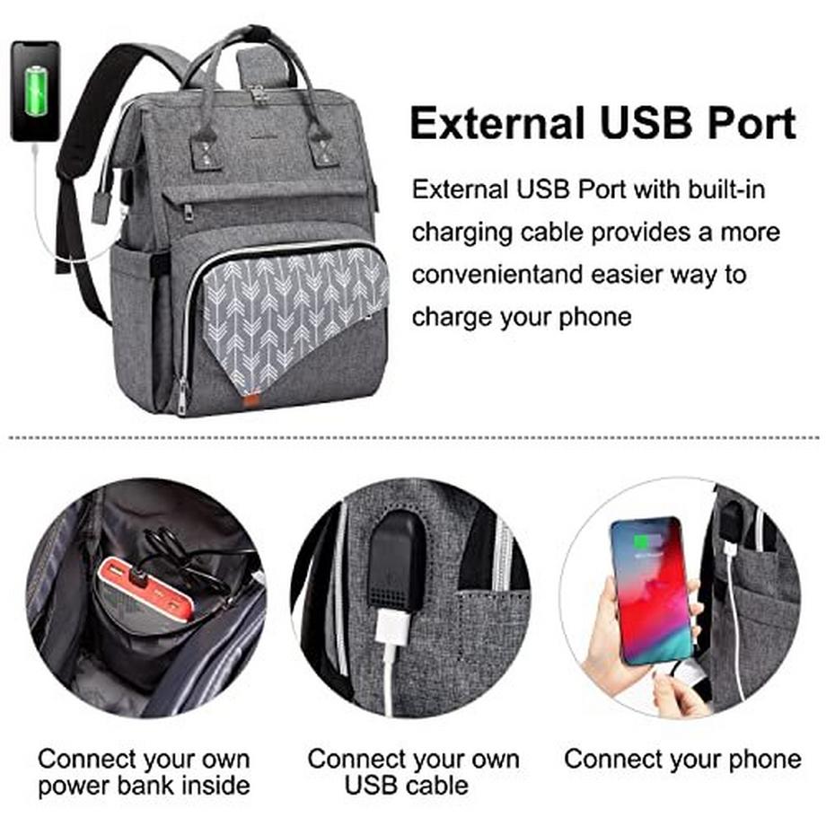 Only-bags.store Sac à dos étanche pour ordinateur portable 15.6 pouces avec port USB  
