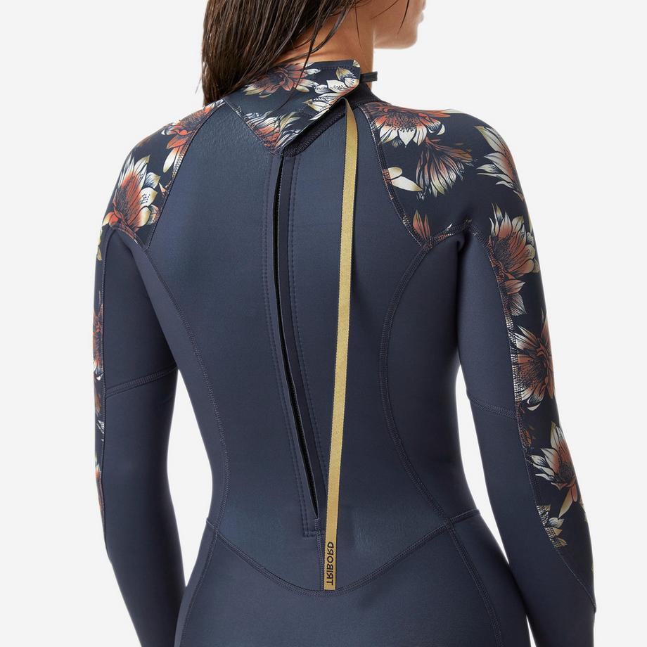 DECATHLON  Langarm-Surf-Shorty Springsuit 1,5 mm Rücken-RV  900, Terra Blumen 