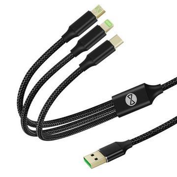 Câble USB-C, Micro-USB et Lightning Noir