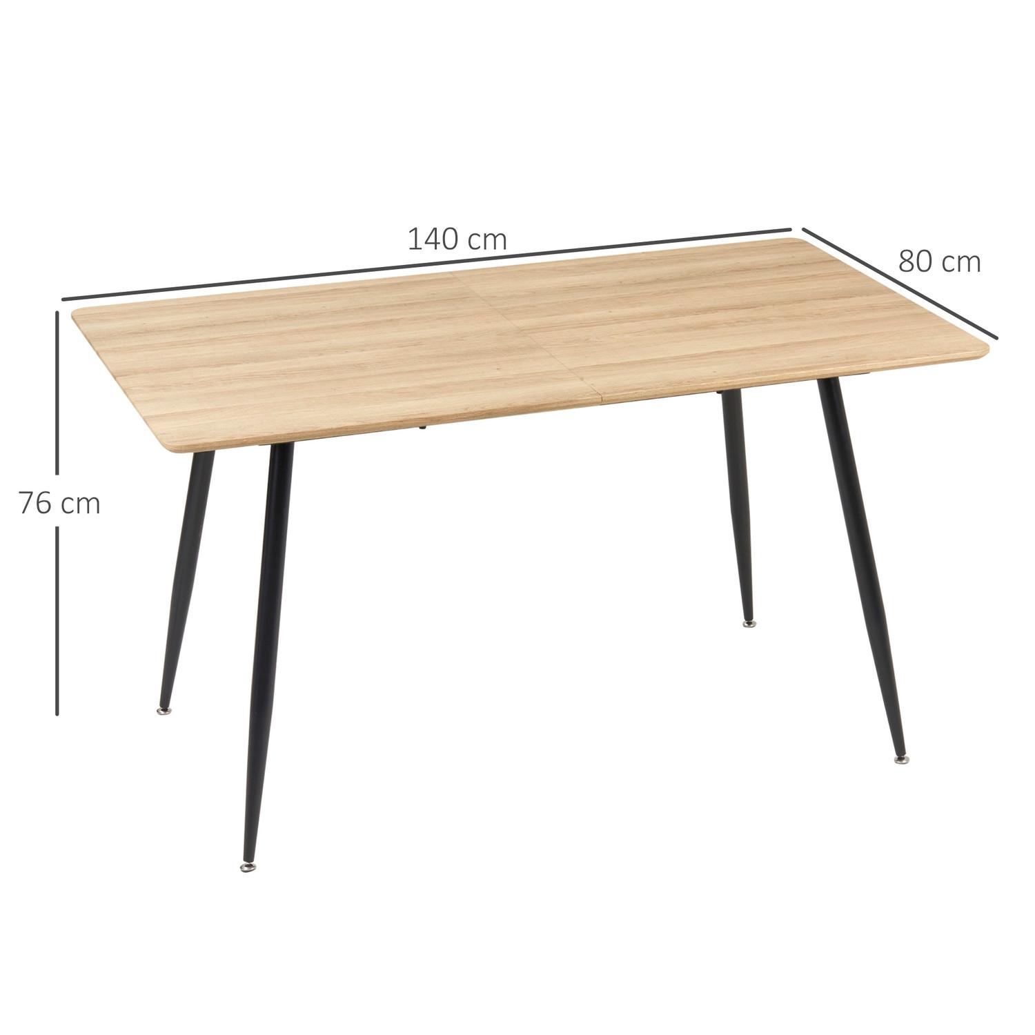 Northio Table À Manger Table De Cuisine Moderne Pour 4 Personnes, Table De Salle À Manger Noir Aspect Bois, Pieds En Acier, 140X80X76Cm, Naturel  