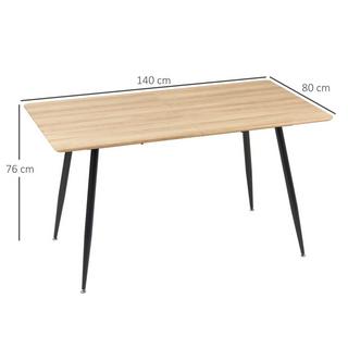 Northio Table À Manger Table De Cuisine Moderne Pour 4 Personnes, Table De Salle À Manger Noir Aspect Bois, Pieds En Acier, 140X80X76Cm, Naturel  