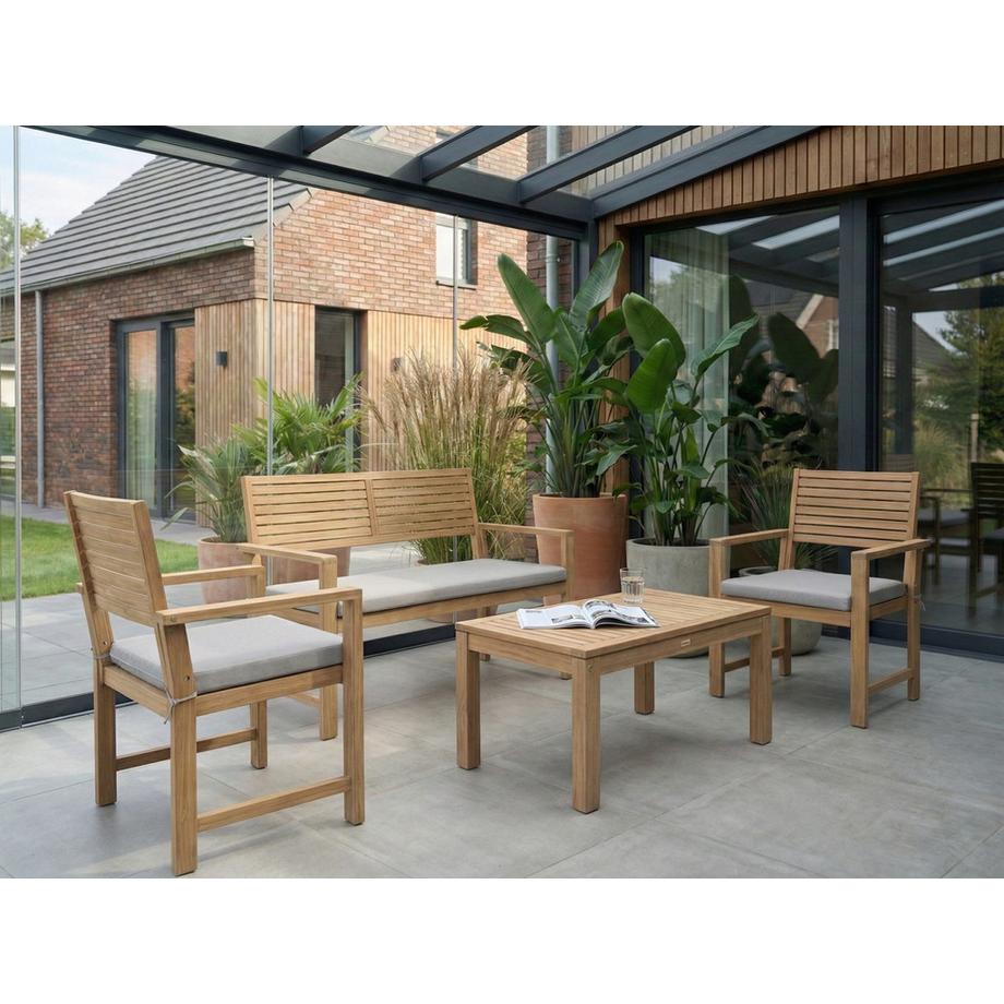 Beliani Ensemble de salon avec table en Bois d'acacia certifié Rustique FIAMES  